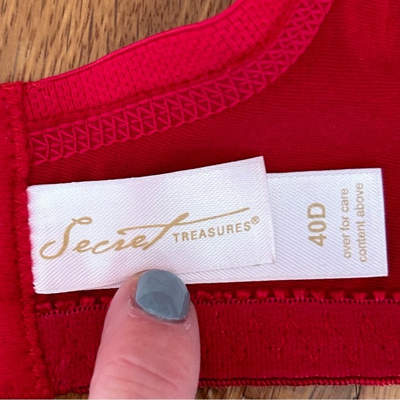 Secret Treasures Lightly Lined Floral Lace Underwire Bra Women’s SZ 40D in Red - Picture 5 of 5